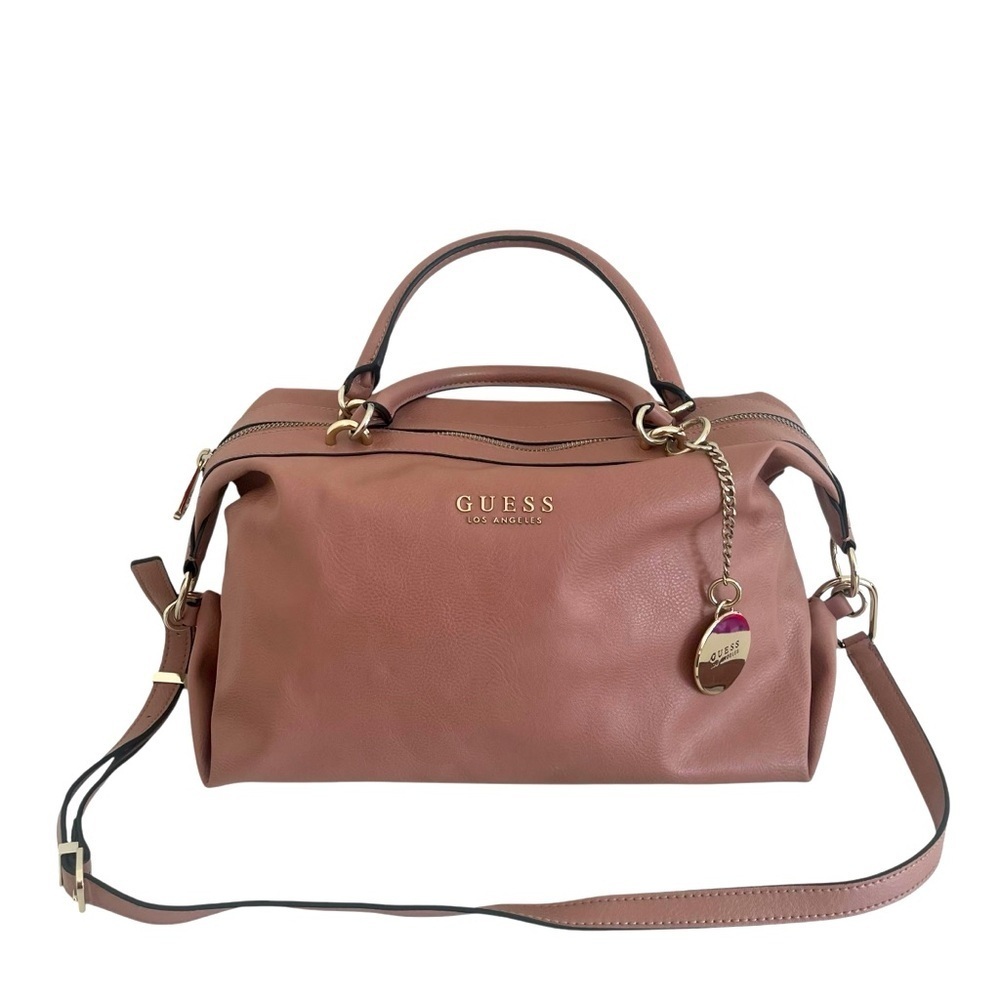 Guess large handbag crossbody NWOT pink mauve women’s purse pockets long strap